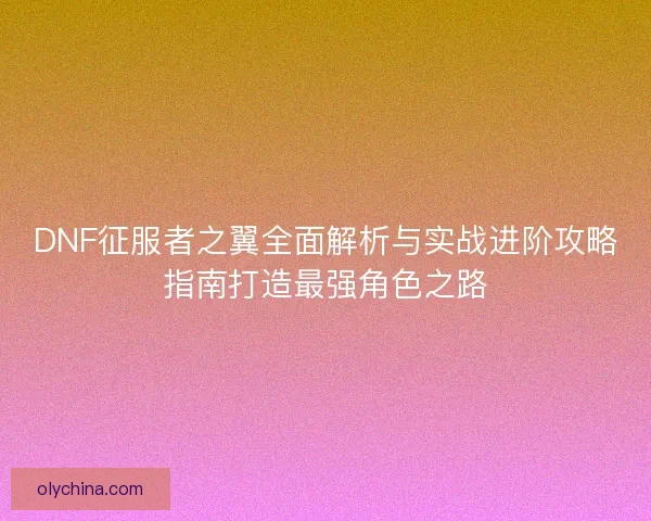 DNF征服者之翼全面解析与实战进阶攻略指南打造最强角色之路